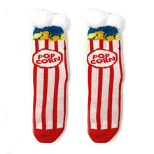 Load image into Gallery viewer, Kids Sherpa Slipper Sock - Box o' Popcorn