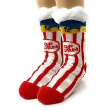 Load image into Gallery viewer, Kids Sherpa Slipper Sock - Box o' Popcorn