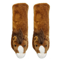 Load image into Gallery viewer, Horse Play - Kids' Plush Animal Slipper Socks
