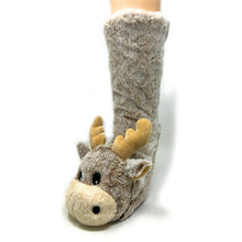 Load image into Gallery viewer, Moose Up - Kids' Plush Animal Slipper Socks