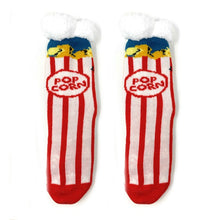 Load image into Gallery viewer, Kids Sherpa Slipper Sock - Box o&#39; Popcorn
