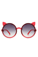 Load image into Gallery viewer, Girls Round Cat Ear Design Glitter Kids Sunglasses
