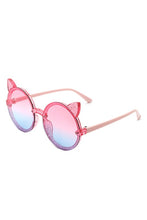 Load image into Gallery viewer, Girls Round Cat Ear Design Glitter Kids Sunglasses
