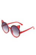 Load image into Gallery viewer, Girls Round Cat Ear Design Glitter Kids Sunglasses
